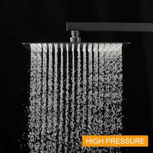 12 In Rain Shower Head High Pressure Rainfall Shower Head Bronze | Square Rain Bathroom Showerhead, High Flow, Large Stainless Steel, Ceiling Mounted, Wall Mounted, Waterfall Full Body - color: Oil Rubbed Bronze, size: 12 Inch