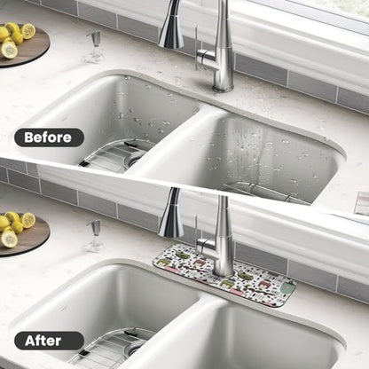 Coffee Coffe Kitchen Sink Splash Guard Faucet Mat Super Absorbent Fast Drying Mat Sink Gadgets-Fast Drying Pad Sink Mat For Kitchen Bathroom (15" X 5.5" ) - color: Coffee