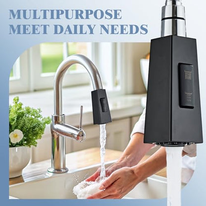 Square Kitchen Faucet Head Replacement Part, G1/2 (13/16" Male Thread) Pull Down Pull Out Sink Sprayer Nozzle, 2-Mode Stream & Spray Tap Spout Only, Splash-Free & Anti-Clog,Matte Black - color: High Pressure Spray Head - Matte Black