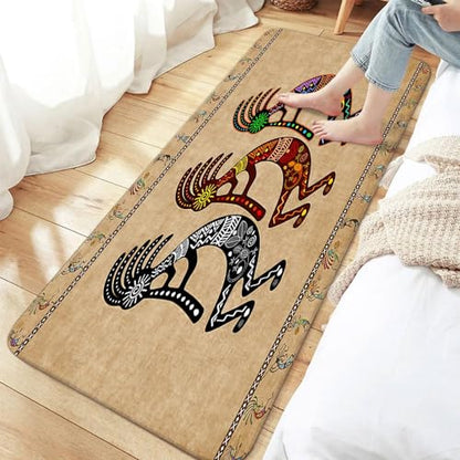 JAWO Southwestern Bathroom Rug - Ethnic Tribal Kokopelli Design, Geometric Retro Abstract Art, Memory Foam (19x31 inches), Brown - color: Brown, size: 1'7" x 2'7" (Rectangular)