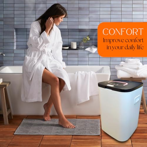 Di’Aroma Luxury Towel Warmer Bucket for Bathroom – Extra Large 26L Heated Towel Warmer for Towels, Robes & Blankets, Hot Towel Warmer with Fast Heating, Includes Aroma Tablets, Housewarming Gift - color: Black & White