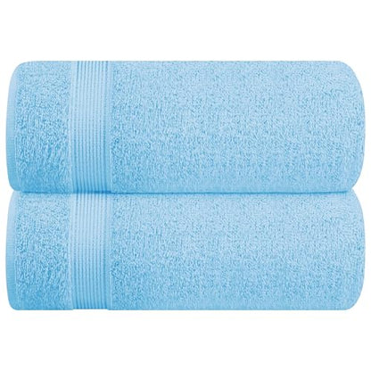 Belizzi Home Cotton 2 Pack Oversized Bath Sheet 35x70, Large Bath Sheet, Ultra Soft, Absorbent, Compact, Eco-Friendly, Recyclable, Quick Drying and Lightweight Towel - Sky Blue - color: Sky Blue, size: 2 Pack Bath Sheet