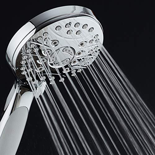 High Pressure 6-setting Luxury Handheld Shower Head – Extra Long 6 Foot Stainless Steel Hose – Anti Clog Jets – Anti Slip Grip – Top US Brand – Includes Extra Wall Bracket – Chrome Finish - color: Chrome, style: 2.5 Gallons Per Minute