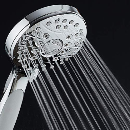 High Pressure 6-setting Luxury Handheld Shower Head – Extra Long 6 Foot Stainless Steel Hose – Anti Clog Jets – Anti Slip Grip – Top US Brand – Includes Extra Wall Bracket – Chrome Finish - color: Chrome, style: 2.5 Gallons Per Minute