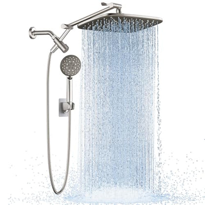 Veken Starlight 11.8" High Pressure Shower Head with Handheld, Easy Install | Handheld Shower with Multi Spray Modes, Rainfall Combo with 15" Metal Extension Arm, Detachable Dual Shower, Bathroom Decor - color: Starlight