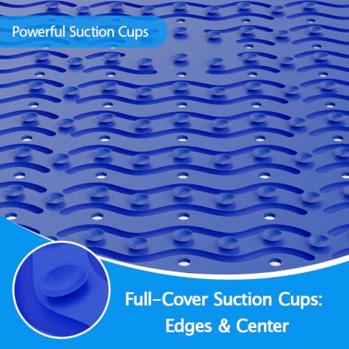 Non Slip Bathtub Mat & Shower Mat, 31x15 Anti Slip Bath Mat for Tub, Soft TPE Anti-Skid Bathroom Mat with 194 Suction Cups & Drain Holes, Wave-Textured Grip, Machine Washable (Deep Blue) - color: Deep Blue