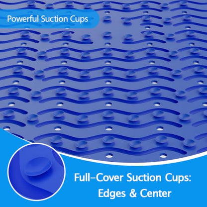 Non Slip Bathtub Mat & Shower Mat, 31x15 Anti Slip Bath Mat for Tub, Soft TPE Anti-Skid Bathroom Mat with 194 Suction Cups & Drain Holes, Wave-Textured Grip, Machine Washable (Deep Blue) - color: Deep Blue