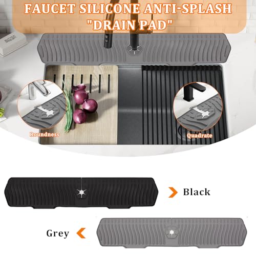 30 Inch Sink Splash Guard,Longer Silicone Sink Mat for Kitchen Bathroom,Kitchen Faucet,Silicone Sink Faucet Mat Splash Guard, Drip Protector Splash Countertop (Grey) - color: Grey