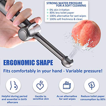 Handheld Bidet Sprayer for Toilet, Cloth Diaper Toilet Sprayer, Hand Held Bidet Attachment Brass 7.9" Bidet Wand, Adjustable Water Jet Spray with Backflow Preventer - color: Black