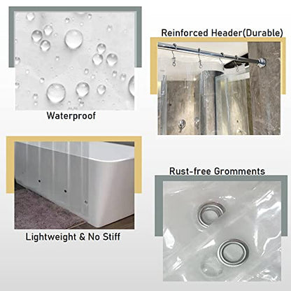 6 Hole Small Shower Curtain Liner with Side Magnets Kit, 36x72 | Close to Wall & Splash Guard, Bottom Magnets, Clear Narrow Stall Plastic Shower Liner 36 x 72 Inch for Bathroom - color: 8g.heavy-clear, size: 36"W x 72"L (Pack of 1)