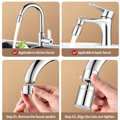 360° Twist Kitchen Sink Aerator, Dual-function Sink Sprayer Attachment, Faucet Replacement Part 55/64'' Female Thread, Chrome