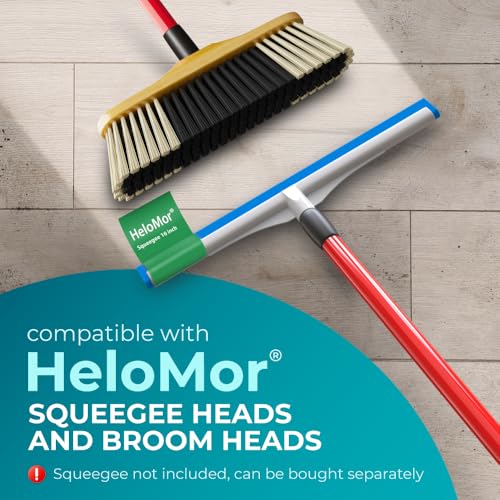 HeloMorSqueegee Broom Scrubbing Brush with Telescopic Long Handle for Garage, Patio, Deck, Tile and Shower (59 Inch (Metal Broom Handle)) - size: 59 Inch (Metal Broom Handle)