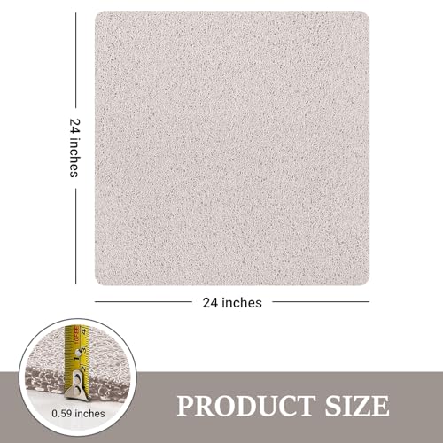 Shower Mat Bathtub Mat Non-Slip,24x24 inch, Soft Tub Mat with Drain,PVC Loofah Bath Mat (Phthalate Free) for Tub and Bathroom,Quick Drying,White - color: White, size: 24" x 24" (Rectangular)