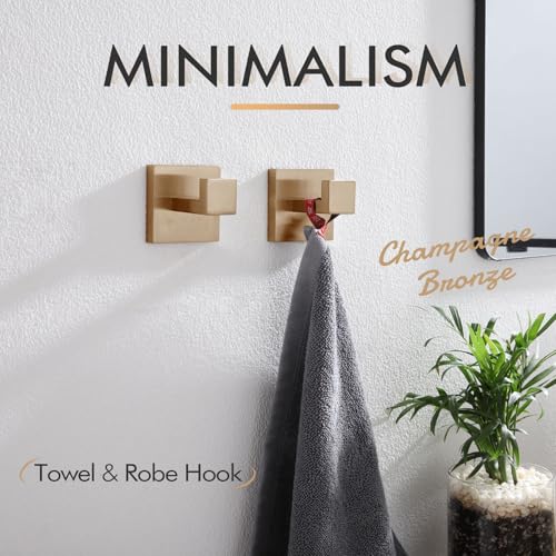 KOKOSIRI Robe Hooks for Bathrooms Towel Hooks Coat Hook Kitchen Garage Heavy Duty Wall Mounted Champagne Bronze Stainless Steel, 2 Pack B1010CPG-P2 - color: Champagne Bronze, size: 2 Pack