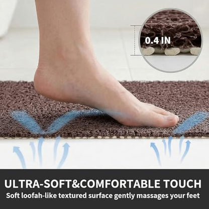 Square Shower Mat Non Slip, 27 x 27 Inch Anti Slip Shower Mat Without Suction Cups, Quick Drying Foot Scrubber PVC Loofah Bath Mats for Bathroom, Tub, Wet Area - color: Brown, size: 27" x 27" (Square)