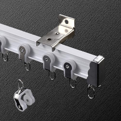 Flexible Aluminum Ceiling Curtain Rail 3.3ft-13.1ft Bendable Ceiling Track, Ceiling/Wall Mount Curtain Rail System For Curved Shower Curtain, RV, Strong And Durable ( Color : White Wall Mount , Size : - color: White Wall Mount, size: 4.9ft