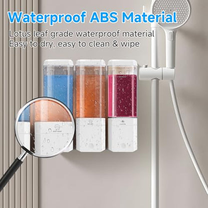 Shampoo and Conditioner Dispenser,GlintGath Shower Dispenser 3 Chamber No Drill Shampoo Dispenser for Shower Wall Mounted Shower Soap Dispenser for Bathroom Hotel,Large Capacity 3 * 500ML,White
