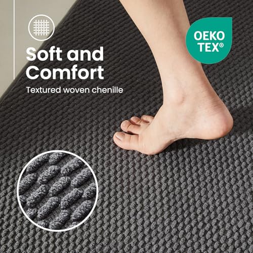 TYUU Bath Mat Set 3 Piece, Bathroom Rugs Non Slip Washable & Toilet Mat | Non Slip Quick Dry Low Pile Bathroom Mats, Washable Bath Rugs 3 Pc: 16x24, 24x60 Rug & U Shape Toilet Mat 20x24 in. Dark Grey - color: Dark Grey, size: 16"x24" + 24"x60" + 20"x24" U