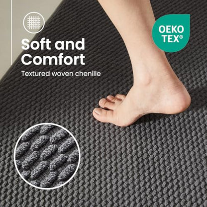 TYUU Bath Mat Set 3 Piece, Bathroom Rugs Non Slip Washable & Toilet Mat | Non Slip Quick Dry Low Pile Bathroom Mats, Washable Bath Rugs 3 Pc: 16x24, 20x30 Rug & Toilet Mat 20x24 in. Dark Grey - color: Dark Grey, size: 16"x24" + 20"x30" + 20"x24" U Shape