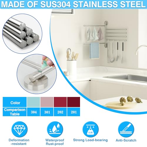 Alise Swivel Towel Rack 13.9", 6 Arm Swing Out Towel Bar, Brushed Nickel | Space Saving Swing Arm Towel Rack for Bathroom Kitchen, 180° Rotating, SUS304 Stainless Steel - color: Brushed Nickel, size: 6-Bars
