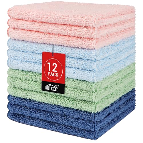 HOMEXCEL Wash Cloths, Quick Drying Face Towel for Showering, Super Absorbent Washcloths for Body Face, All-Occasion for Bathroom Gym Spa Travel, Pink/Light Blue/Green/Navy Blue - color: Multicolor