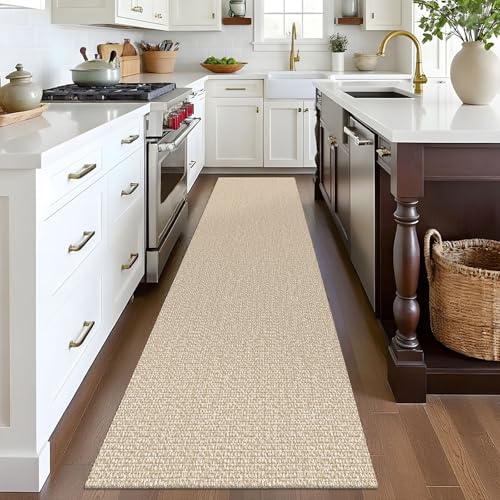 Washable Runner Rug, Non Slip Entryway Runner, 2x8 Ft, Sand/Beige | Washable Braided Runner Carpet, Non Slip Rubber Dot Backed, For Hallway, Kitchen, Entryway, Bedroom, Laundry Room, Foyer - color: Sand/Beige, size: 2' x 8' (Rectangular)