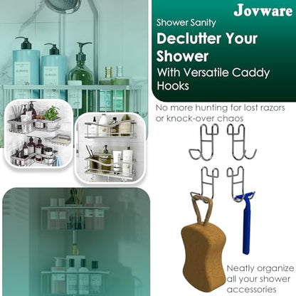 Shower Caddy Hooks, Razor Hanger for Shelf and Loofah (Silver - 2 Closed 2 Open) - color: Silver - 2 Closed 2 Open