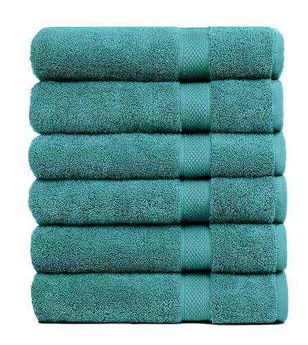 Pleasant Home Bath Towels Set of 6 (24” x 50”) 100% Cotton, Teal | 515 GSM | Lightweight, Soft & Highly Absorbent Luxury Towels for Bathroom | for Gym, Pool & Spa - color: Teal