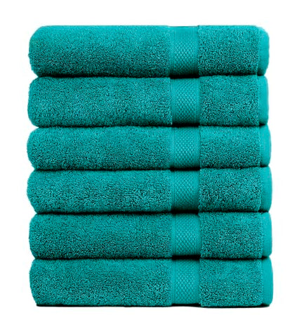 Pleasant Home Bath Towels Set of 6 (24” x 50”) 100% Cotton, Teal | 515 GSM | Lightweight, Soft & Highly Absorbent Luxury Towels for Bathroom | for Gym, Pool & Spa - color: Teal