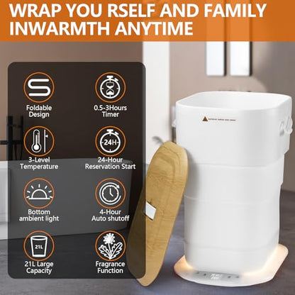 Uoxfill Upgrade Foldable Towel Warmer for Bathroom - 27L Luxury Heated Towel Warmers Bucket with Time Setting,Auto Shut Off,Fits Up to Two 40"X70" Oversized Towels, Bathrobes, Blankets Square - size: 27 L
