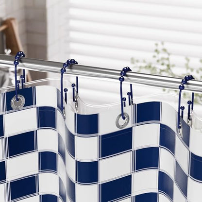 AmazerBath Shower Curtain Hooks, Navy Blue Shower Curtain Rings Rust Proof Non-Slip Double Hook Shower Curtain Hooks for Shower Curtain, Sturdy Shower Curtain Rings, Metal Shower Hooks Ring 12Pcs - color: Navy, style: Modern