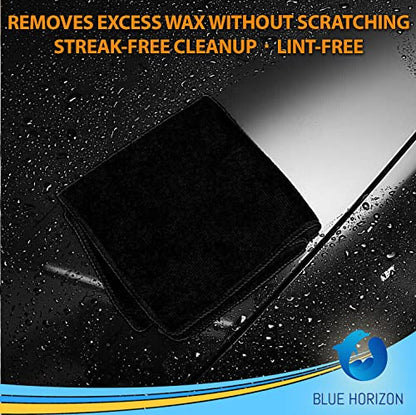 Blue Horizon Black Microfiber Cleaning Towels, 24-Pack Dual-Sided Ultra Soft Plush Washcloth, All Purpose Premium Microfiber Detailing Cleaning Cloths Shop Towels (16" x 16", Black) - color: Black