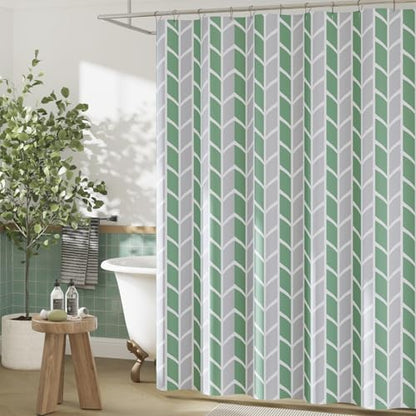 jinchan Green and White Shower Curtain Chevron Arrow Geometric Farmhouse Shower Curtains for Bathroom Waterproof Fabric Shower Curtain Modern Shower Curtain Set with Hooks 70x72 inches - color: Arrow Green, size: 70"W x 72"L (Pack of 1)