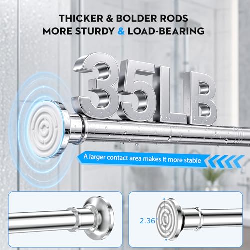 Shower Curtain Rod 30-88 Inch Tension Curtain Rod Shower Rod for Bathroom | No Drill Curtain Rods,Heavy Duty,1.1 Inch Thick Diameter,Spring Adjustable,No Rust,Bathroom,Windows,Silver - color: Silver, size: 30-88 inches