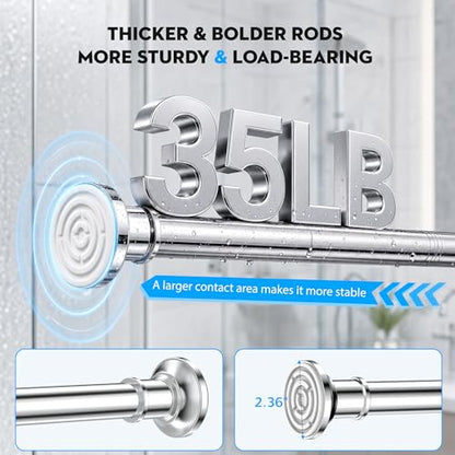 Shower Curtain Rod 30-88 Inch Tension Curtain Rod Shower Rod for Bathroom | No Drill Curtain Rods,Heavy Duty,1.1 Inch Thick Diameter,Spring Adjustable,No Rust,Bathroom,Windows,Silver - color: Silver, size: 30-88 inches