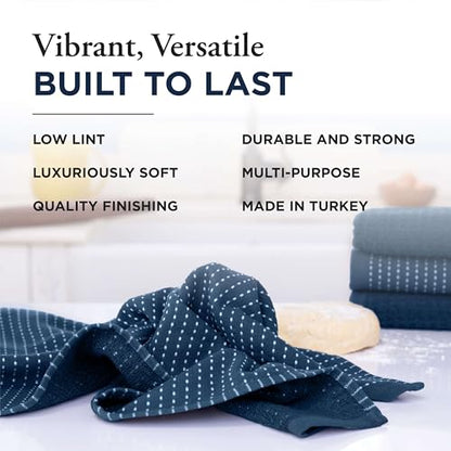 Thyme and Sage 100% Cotton Turkish Kitchen Hand Towels, Blueberry, 4 Pack | Premium Materials, 16"x26", Made in Turkey, Ultra Absorbent, 350 GSM - color: Blueberry, size: Pack of 4