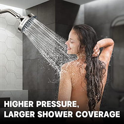 High Pressure Shower Head, HOPOPRO 5-Mode Fixed Showerhead, NBC Recommended | The Washington Post, NBC News, Today Recommended, Consumer Reports Tested High Flow Fixed Shower Head (4 Inch Brushed Nickel) - color: Brushed Nickel, style: 4 Inch Modern