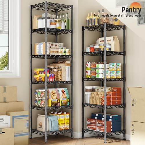 DurayLoly 15.8"W 5-Tier Narrow Wire Shelving, Adjustable shelf, for Kitchen | Slim 15.8"Wx11.8"Dx53"H, Leveling feet+anti-tip, Rustproof, 10-min tool-free assembly, For kitchen, bath, laundry, pantry - size: 15.8"W x 11.8"D x 53"H