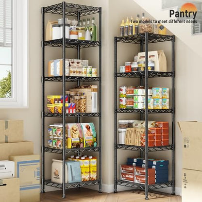 DurayLoly 15.8"W 5-Tier Narrow Wire Shelving, Adjustable shelf, for Kitchen | Slim 15.8"Wx11.8"Dx53"H, Leveling feet+anti-tip, Rustproof, 10-min tool-free assembly, For kitchen, bath, laundry, pantry - size: 15.8"W x 11.8"D x 53"H