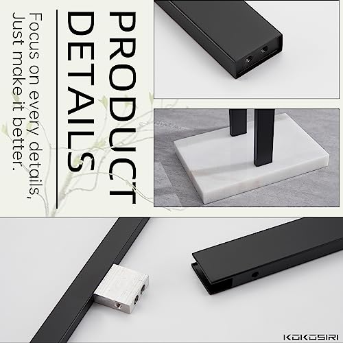 KOKOSIRI Bathroom Towel Racks 2-Tier Standing Towel Bars with Marble Base, Stainless Steel Freestanding Towels Holder, Thicken Steady Design, Matte Black THS0003-BK - color: Matte Black