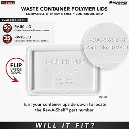 Rev-A-Shelf 50 Qt Under Sink Garbage Can Lid for Base Kitchen and Bathroom Cabinet, Replacement Plastic Trash Bin Lid Only, White, RV-50-LID-1 - color: White, size: 50 QT