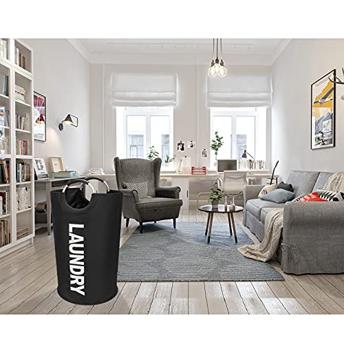 DOKEHOM 125L X-Large Laundry Basket, Collapsible Laundry Bag, Freestanding Tall Clothes Hamper, Foldable Washing Bin (Black) | Freestanding tall washing bin & foldable laundry bag. Extra large clothes storage basket with durable sturdy handles - color: Bl