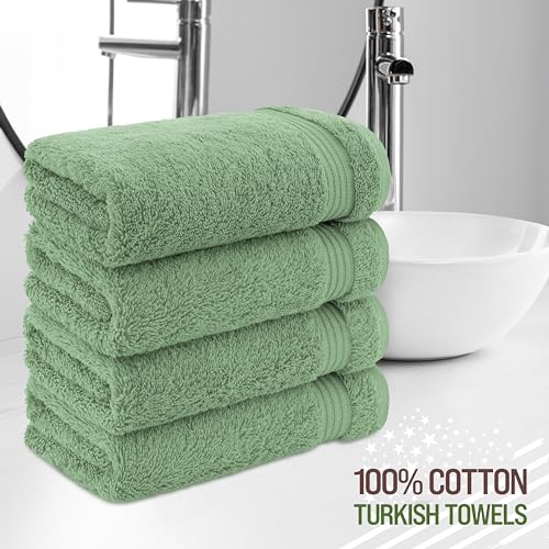 American Veteran Towel, Hand Towels for Bathroom Set of 4, 100% Cotton Turkish Hand Towel Sets, Soft Hand Face Towels, Sage Green Hand Towels - color: Sage Green