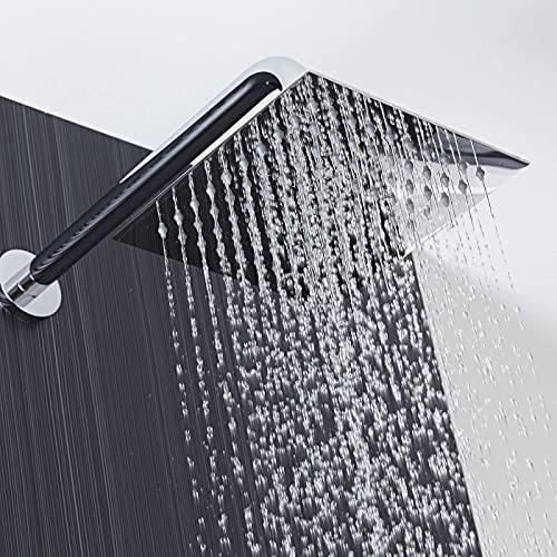 Voolan Shower Arm with Flange and Teflon Tape, Extension Shower Head Arm for Bathroom Fixed Shower Head, Solid Stainless Steel, Wall Mounted (20 Inch, Chrome) - color: Chrome, style: 20 Inch