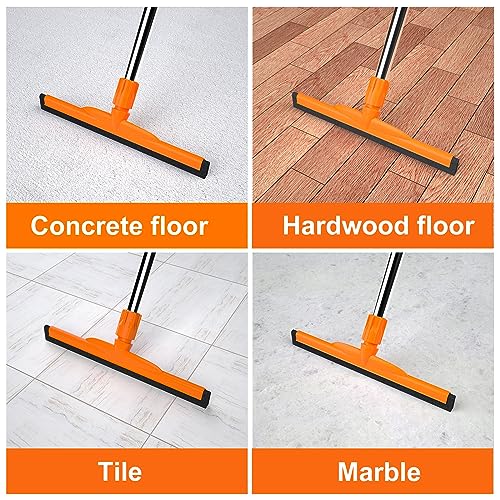 Heavy-Duty Floor Squeegee, 62" Adjustable Handle, EVA Foam Blade, Ideal for Concrete, Garage, Patio & More