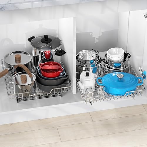 Simple Houseware Under Cabinet Pull Out Sliding Shelf Drawer, 18Dx17W | for Kitchen Organizer - size: 18" D x 17" W