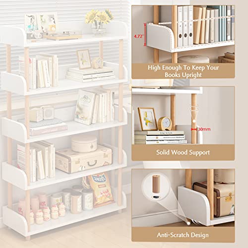 OSCHF 3-Tier Wooden Open Bookcase, Warm White | Modern Display Bookshelf with Top Edge, Solid Wood Frame, Home and Office Storage - color: Warm White, size: 3-tier