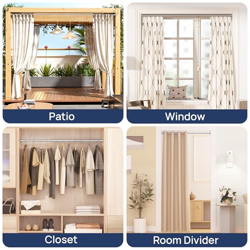 ENJOYBASICS 2 Pack Tension Curtain Rod, 32-78" Adjustable, Stable, Nickel | Secure Hold with Strong Spring & Non-Slip Ends, No-Drill, No Tools, Sag-Resistant, Waterproof, Fits Windows, Showers & Closet - color: Nickel, size: 32-78"