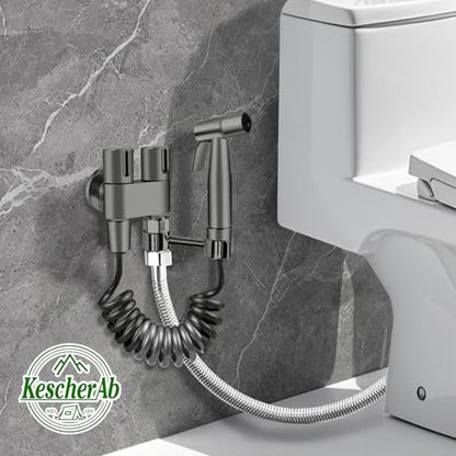 Handheld Toilet Bidet Sprayer for Toilet | Adjustable Water Pressure Control with Complete Bidet Spray Hoses Kit for Feminine Wash, Cloth Diaper Sprayer for Baby Wash - color: Gray