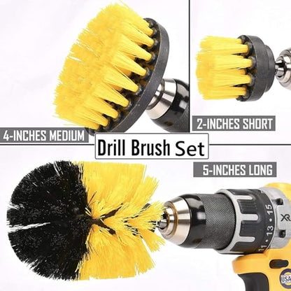 Drill Power Cleaning Brush Set of 4, Power Scrubber Brushes with Extended Attachment, All Purpose for Floor, Tub, Shower, Tile, Bathroom and Kitchen Surface, Yellow - color: Yellow